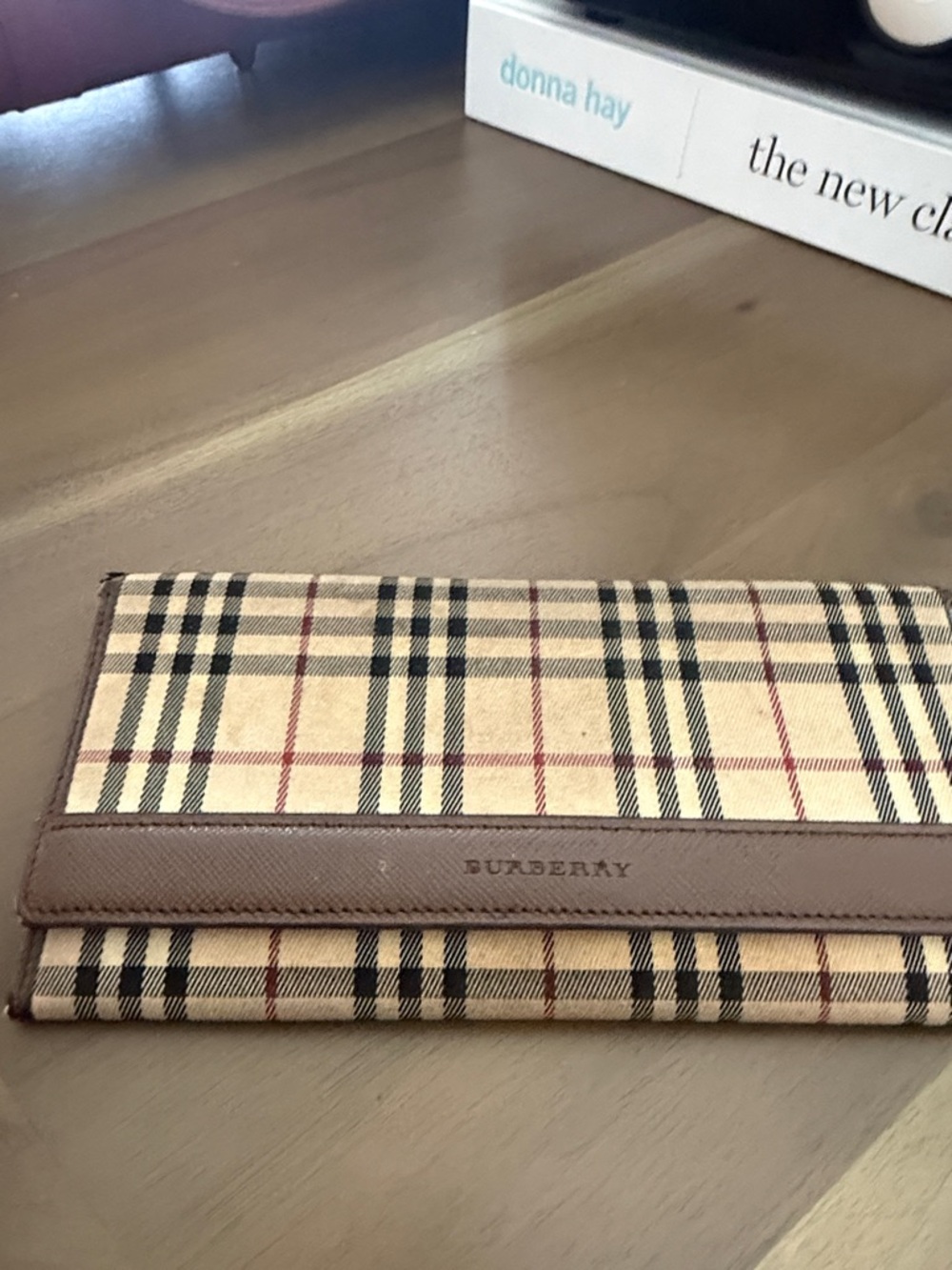 Burberry Beige and Brown Check Long Wallet